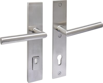 Intersteel SKG3 veiligheidsbeslag rechthoekig 250x50mm kruk/kruk Jura met veerconstructie profielcilindergat 92mm met kerntrekbeveiliging rvs