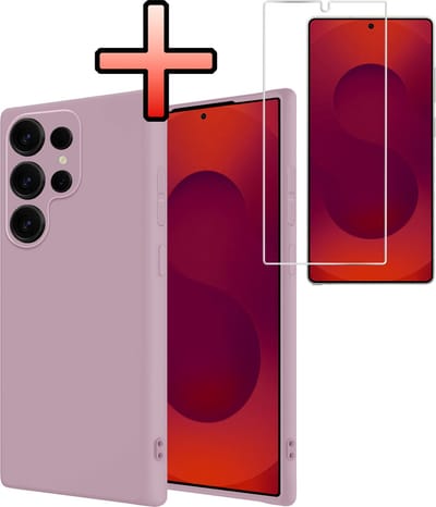 Hoesje - Met Screenprotector - Geschikt voor Samsung Galaxy S25 Ultra - Sterk & Shockproof - Back Cover - Siliconen Case - Telefoon Hoes - Lila