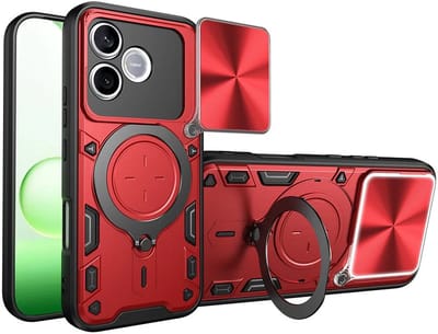 Hoesje geschikt voor HONOR 600 Lite - Phonesta CamLock Back Cover met Camera Slider - Rood