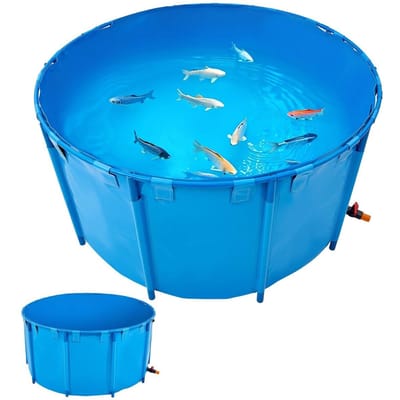 Bassin de poissons sur toile, Bassin de poissons hors sol de 818 gallons, Bassin à carpes Koï pliable en PVC, Bassin rond pour poissons rouges avec cadre stable et vanne de vidange, pour