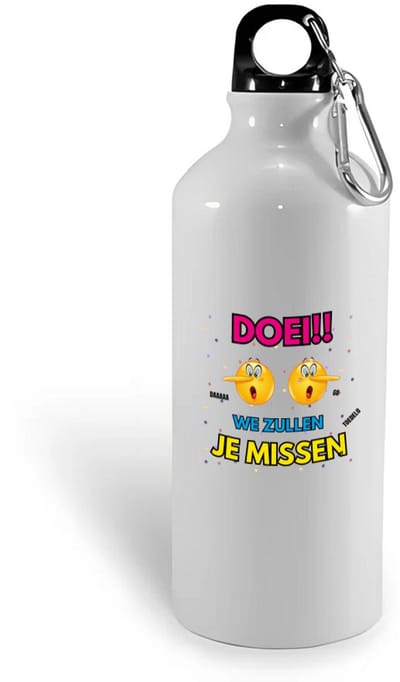 Hacebo® - Doei emoji waterfles - Afscheid bedank cadeau - een collega - werk - afscheidscadeau - verjaardagscadeau - water fles - 400ML