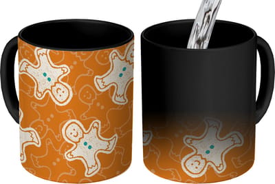 Magische Mok - Foto op Warmte Mokken - Koffiemok - Patronen - Gingerbread - Koekjes - Magic Mok - Beker - 350 ML - Theemok