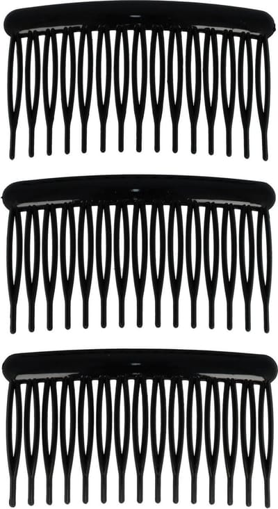Haarsoires Haarspeld Sierkam Opsteekkammen 8cm - Basic - Grove Tand - Zwart - Set van 3 - Haarsteekkam voor Opgestoken Kapsels - Styling Tool - Haarversierkam - Haar Versiering