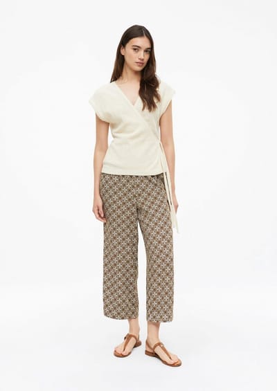 Hoog taille met patroon wijde broek met elastische taille voor dames s.Oliver
