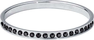 Quiges Stapelring Dames - Vulring Zwart Zirkonia - RVS Zilverkleurig - Maat 19 - Hoogte 2mm
