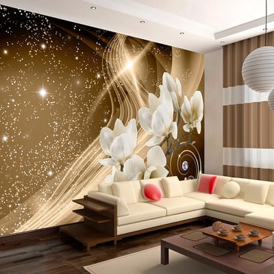 98cm X 70cm - Zelfklevend fotobehang -   Goudkleurige Melkweg , Premium Print
