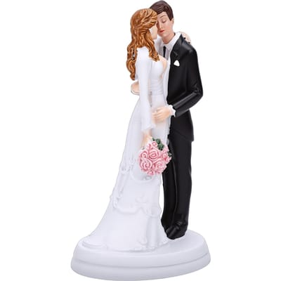 Décoration de gâteau Mariés Figurine Couple Romantique en Résine Décoration de Gâteau de Mariage pour Fiançailles Anniversaire