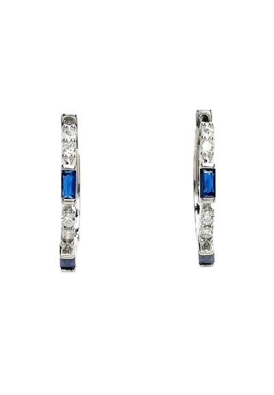 AVANT-GARDE PARIS Geometrische Hoops - Oorbellen - Blauw en Zilver - Modern Design - Chic en Elegant - Leverback Sluiting