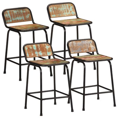 vidaXL - Barkrukken - 4 - st - 46x35,5x70 - cm - massief - gerecycled - hout
