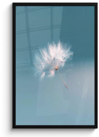 Poster in lijst - Fotolijst 60x90 cm - Posters - Paardenbloempluisje - Blauw - Lucht - Posterlijst zwart - Decoratie - Wanddecoratie woonkamer - Muurdecoratie slaapkamer