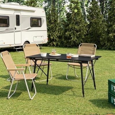 REDOM - Campingtafel - In Hoogte Verstelbaar - Opvouwbaar - Voor Binnen En Buiten - Aluminium - Zwart - 120 X 68,5 Cm