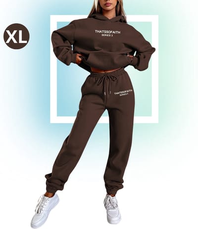 Livano Joggingpak Dames - Huispak - Trainingspak - Volwassenen - Capuchon - Jogging Pak - Joggingspak - Koffie - Maat XL