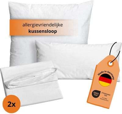sleepling Evolon Encasing - kussensloop 40x60 cm 2-delige set - allergievriendelijke hoes voor hoofdkussen - kussenbeschermer tegen mijten en huisstof - wasbaar op 95 graden, kookvast - Made in Germany - 40 x 60 cm - wit