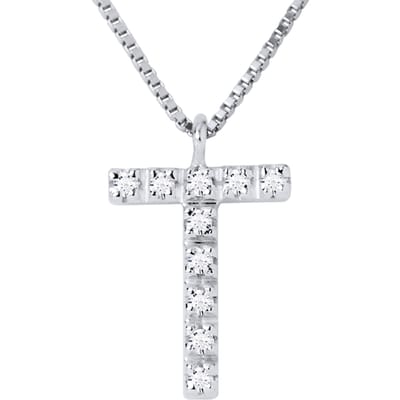 Collar ABC Diamonds 0,05 Cts LETTER "T" 18K wit