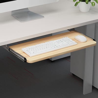Houten Toetsenbord Plank - Onder Bureau Lade - Werkruimte Organisatie - Verdikte Stille Glijbaan - 52 65 75cm - Licht Hout