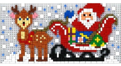 Stickit kerstman met slee, ca. 1000 steentjes, compatibel met Ministeck