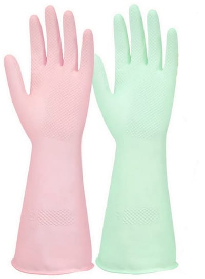 Rubberen Schoonmaak Handschoenen – Maat M-Lange Antislip Handschoenen met Zacht Geborsteld Binnenmateriaal – Duurzaam en Herbruikbaar voor Huishouden, Tuin, Auto en Meer