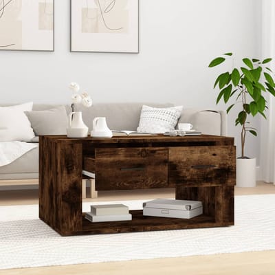 vidaXL - Salontafel - 80x50x40 - cm - bewerkt - hout - gerookt - eikenkleurig