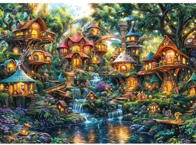 Puzzel 1000 stukjes, puzzel voor volwassenen, een uitdagend raadsel, puzzelspellen voor het hele gezin, cadeaus voor vrouwen, cadeaus voor mannen, thema: Klein Elfendorp