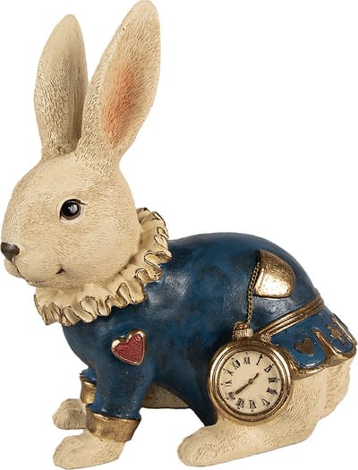Clayre & Eef Beeld Konijn 29 cm Beige Blauw Polyresin