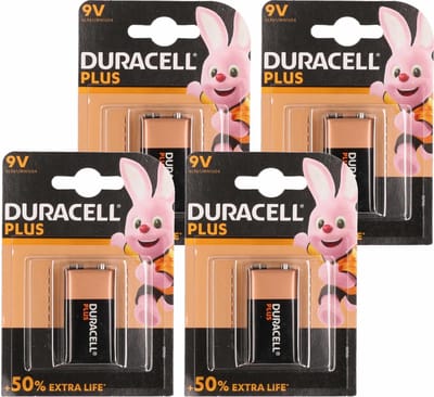 4x Duracell batterij 9 volt blok - batterijen - high energy / 9V blokken