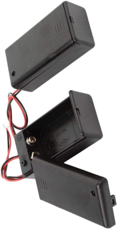 Batterijhouder - Accubakje Opbergdoosje - Batterijen Aansluiten - Met Draadconnector - 2 stuks - Zwart