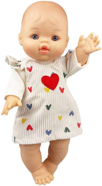 Meisjes Babypop met Corduroy Jurk - 34cm