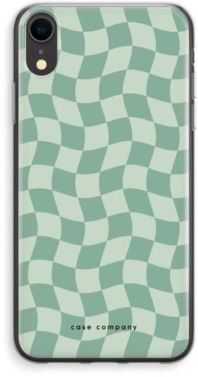 Case Company® - Hoesje geschikt voor iPhone XR hoesje - Grid Groen - Soft Cover Telefoonhoesje - Bescherming aan alle Kanten en Schermrand