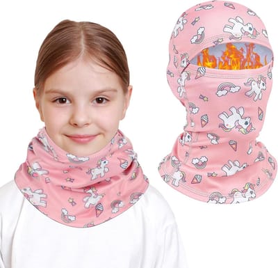 Multifunctionele winddichte fleece balaclava voor kinderen, warm ski- en fietsmasker met nekwarmer voor jongens en meisjes van 4-10 jaar, ideaal voor winterse buitensporten.
