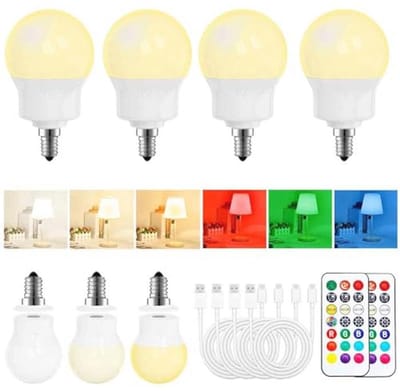Oplaadbare Dimbare LED Gloeilamp met Afstandsbediening - 3 Kleurtemperaturen + 9 RGB Kleuren, Magnetisch en Draadloos