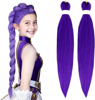 Paarse Vlecht Haar Extensions van 30 Inch - 2 Stuks Synthetisch Haar voor Vlechten, Feestdecoratie en Carnaval