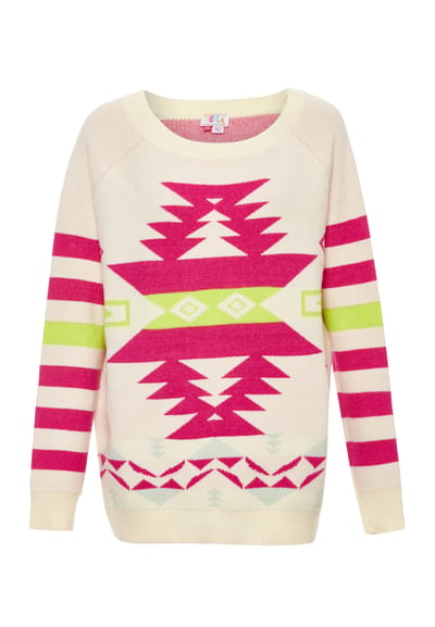 IZIA Jumper Dames GEBROKEN WIT FUCHSIA