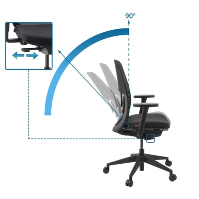 Ergonomische bureaustoel Skandis zonder hoofdsteun zwart / zwart frame hjh OFFICE