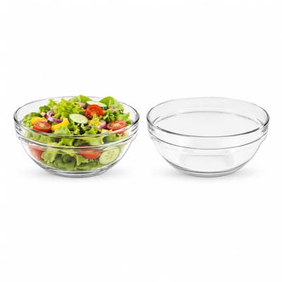 Alessandro keuken schaaltjes - 2x stuks - kleine kommetjes - transparant - glas - dia 20 cm - stapelbaar