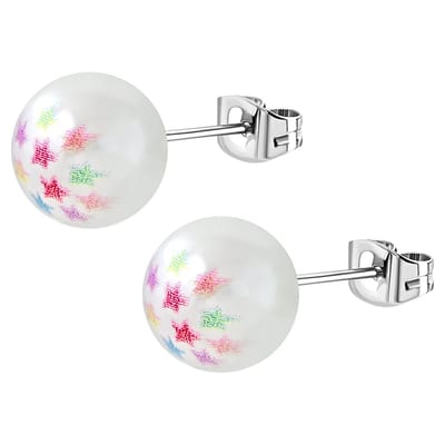 Aramat Jewels | Oorbellen | Unieke Stalen Parel Oorbellen | Sterren Regenboog | |10mm | Staal | Kinderen, Volwassenen | Verkleurd niet