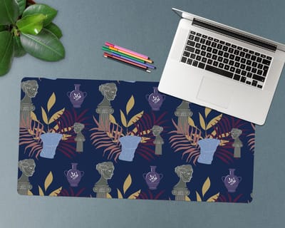 Coloray Bureau Onderlegger - Oude Griekse beeldjes Computer Mat - 90 cm x 45 cm - Veelkleurig Bureau Onderlegger - Bureau Pad - Bureau Mat - Bureaumat - Onderlegger Bureau