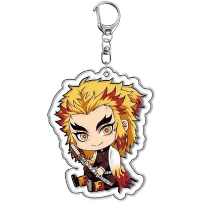 Demon Slayer Kimetsu no Yaiba Tanjiro Nezuko Porte-clés Acrylique Durable Pendentif Anime Accessoire Stock Personnalisé Prêt à Expédier 55mm beige