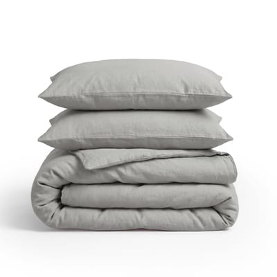 Dekbed-Discounter - Primaviera Deluxe Dekbedovertrek 200 x 200/220 cm - Linnen - Dubbele instopstrook - wassen op 30 graden - Inclusief 2 kussenslopen - Grijs
