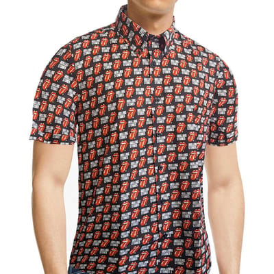 Het Rolling Stones unisex overhemd met all-over print voor volwassenen S zwart