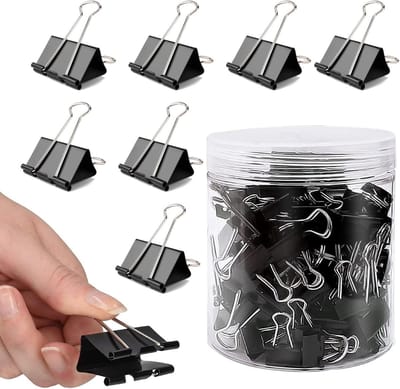 100 Stuks Vouwklemmen 25mm Zwart, Metalen Binderclips voor Kantoor, School en Documenten, Kantoorbenodigdheden