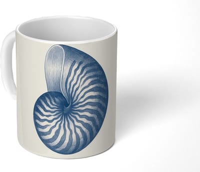 Mok - Koffiemok - Blauw - Schelp - Spiraal - Mokken - 350 ML - Beker - Koffiemokken - Theemok