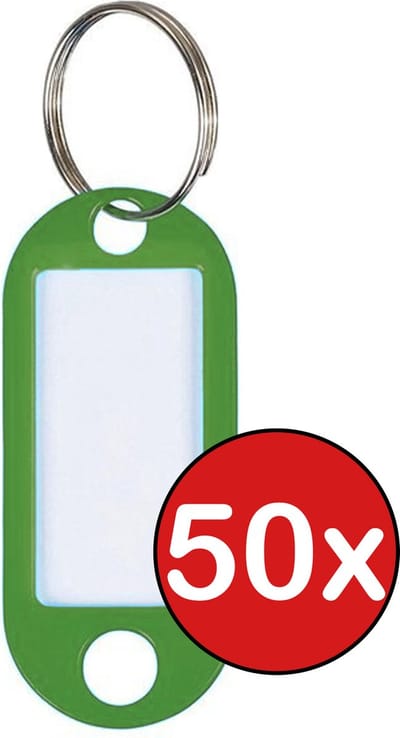 Sleutellabels Sleutelhanger Bagagelabel Sleutellabel Gekleurde Naamlabels Label - Groen - 50 PACK