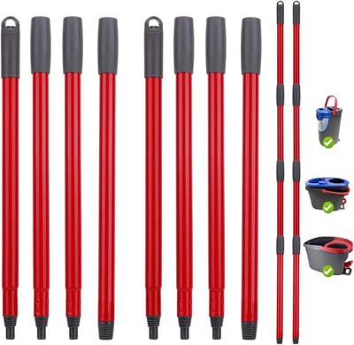 Reserve Steel - Mop Steel Set - Grondig Reinigen - Set van Twee - 260 cm Lengte - Grijs