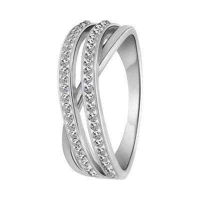 Lucardi Dames Zilveren ring kristal - Ring - 925 Zilver - Zilverkleurig - 16.5 / 52 mm