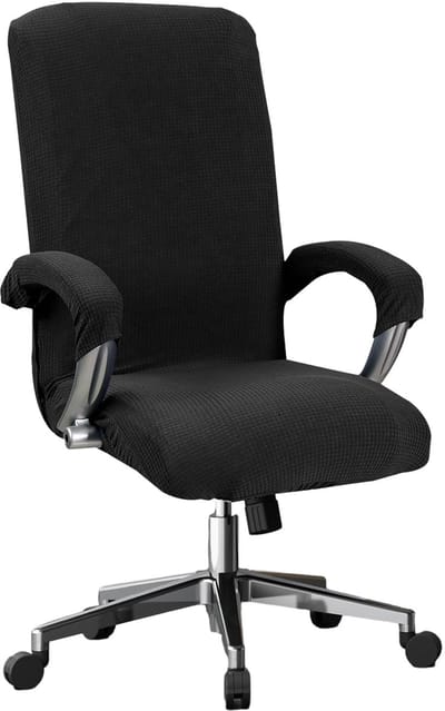 Stoelhoes, elastische draaibare stoelhoes, afneembare computerstoelhoes, universeel, wasbaar, beschermhoes voor draaibare armleuningen, stoel (zwart)