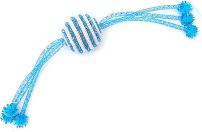 Nobleza Kattenspeelgoed - Speelbal met Kralen en Sliertjes - Rammelend Kattenspeeltje - Speelbal voor Kat en Kitten - Blauw