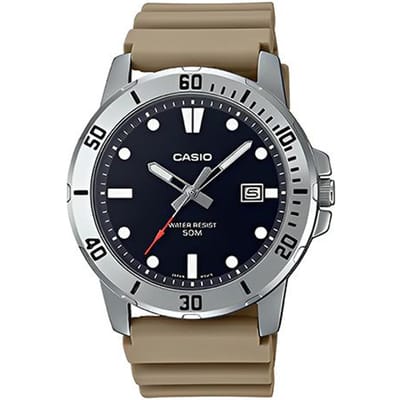 Casio 50 meter waterdicht kwartsuurwerk harsband Japans en Koreaans horloge herenhorloge zwart wijzerplaat MTP-VD01-5EV zwart