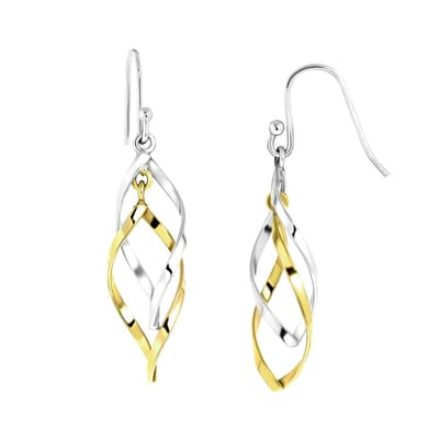 Lucardi Dames Oorbellen gedraaid zilver/gold - Oorbellen - Cadeau - Echt Zilver - Zilverkleurig