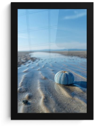 Poster in lijst - Fotolijst 20x30 cm - Posters - Strand - Schild - Water - Blauw - Posterlijst zwart - Decoratie - Wanddecoratie woonkamer - Muurdecoratie slaapkamer