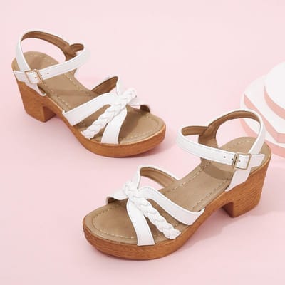 Dames Gevlochten Hoge Hakken Sandalen Zomer Chunky Platform Gladiator Sandalen Vrouw Enkelbandjes Vakantie Casual Strand Schoenen 42 wit
